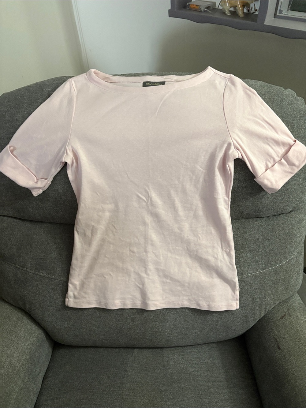 Style & Co. Light Pink Boatneck Short Sleeve Top